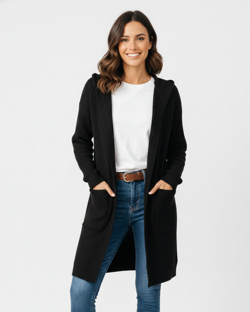 Elena Long Women's Elegant Vest – Flowing Cardigan with Lengthening Cut & Timeless Style
