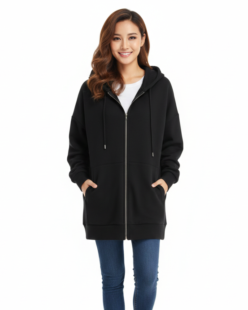 Remily Oversized Women's Zip-Up Hoodie – Warm Hoodie with Hood & Comfortable Fit