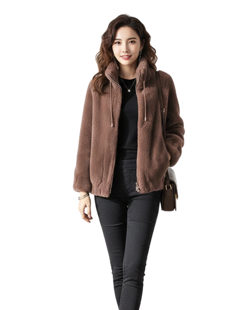 Blaise Reversible Fleece Jacket for Women – Quilted, High Collar & Winter Warmth