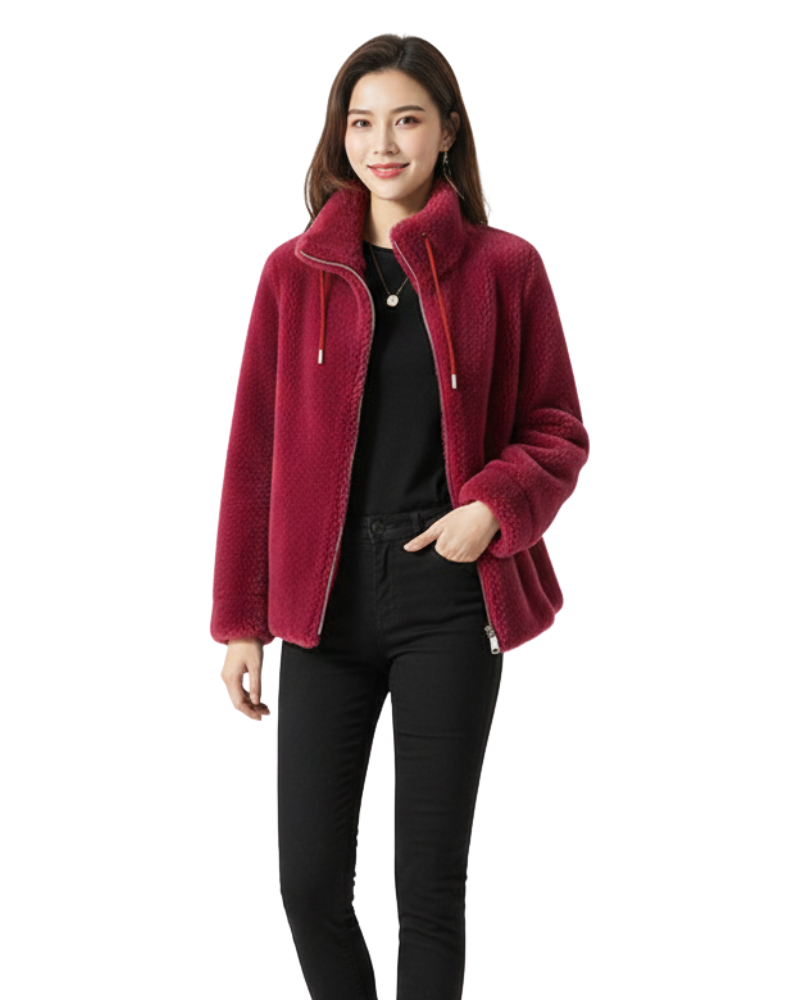 Blaise Reversible Fleece Jacket for Women – Quilted, High Collar & Winter Warmth