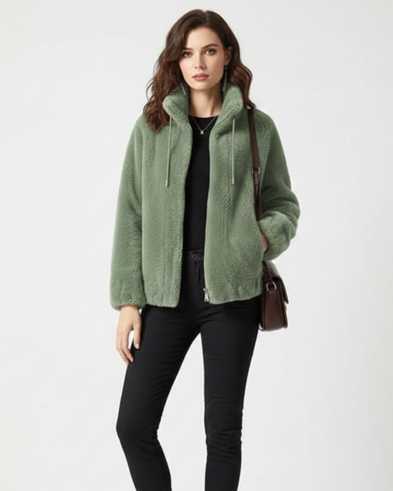Blaise Reversible Fleece Jacket for Women – Quilted, High Collar & Winter Warmth