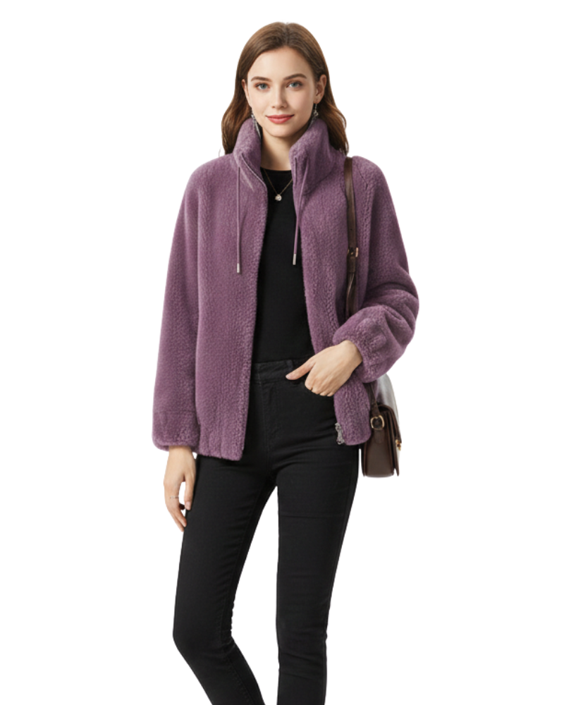 Blaise Reversible Fleece Jacket for Women – Quilted, High Collar & Winter Warmth