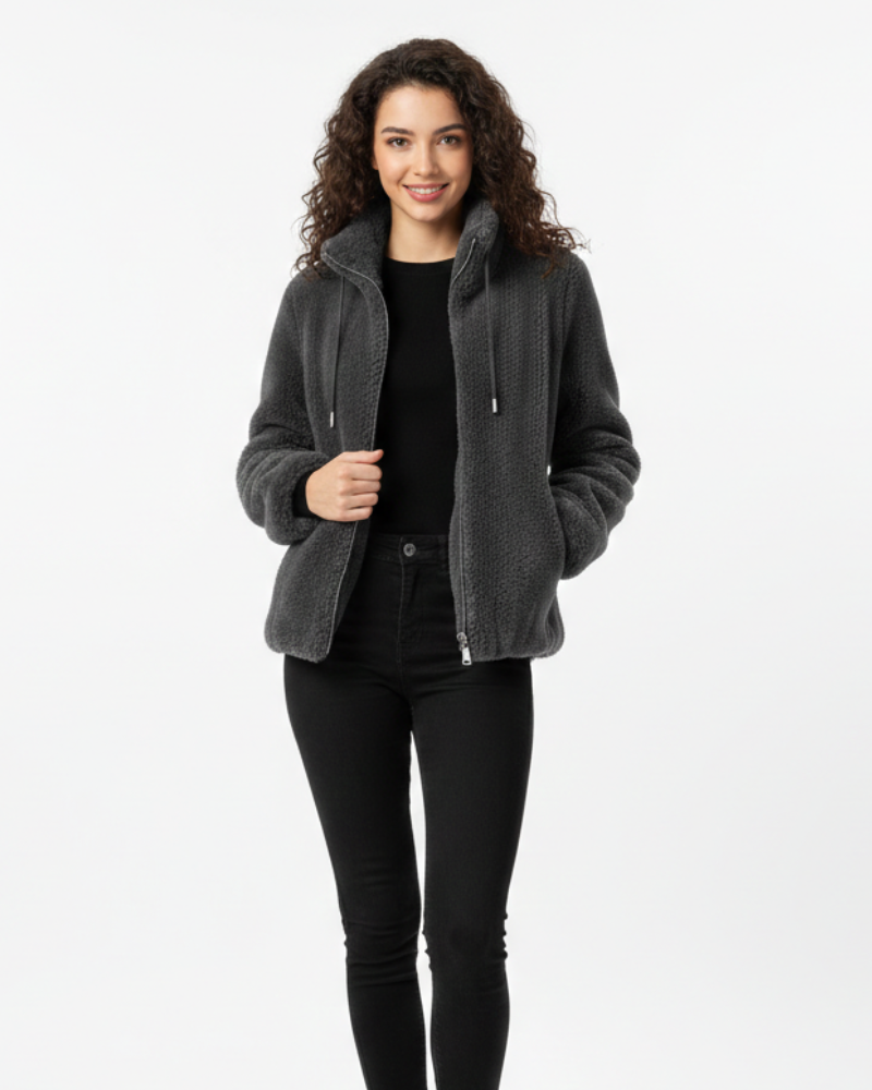 Blaise Reversible Fleece Jacket for Women – Quilted, High Collar & Winter Warmth