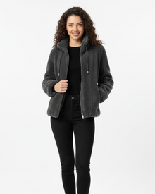 Blaise Reversible Fleece Jacket for Women – Quilted, High Collar & Winter Warmth