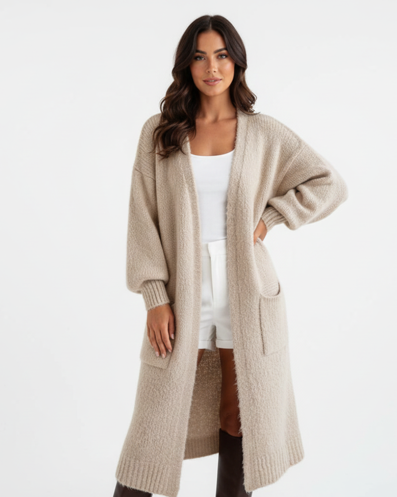 Laleng Long Oversize Cardigan for Women – Soft Knit Vest with Pockets & Relaxed Fit