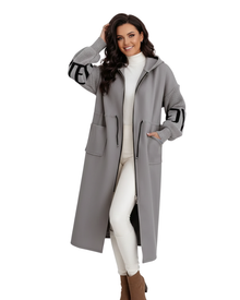 Ava Women's Patchwork Jacket – Fitted Water-Repellent Coat with Hood & Knitted Sleeves