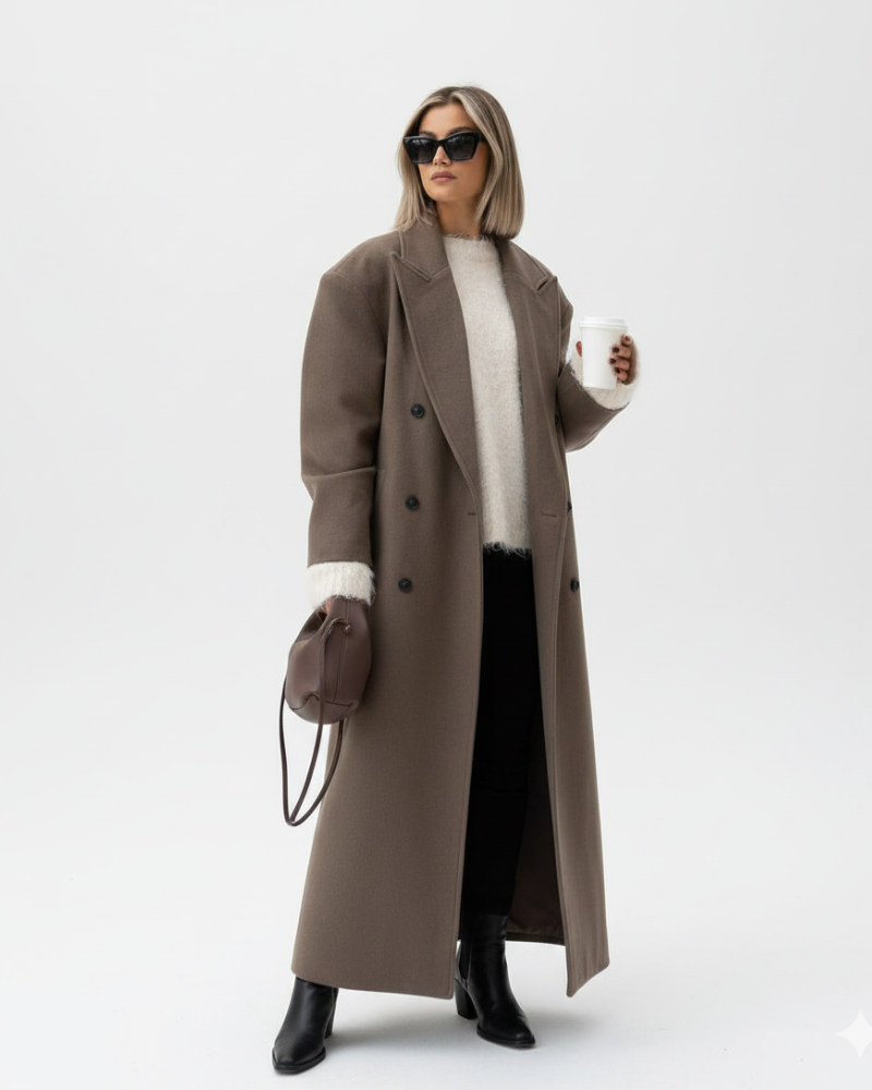 Claudia Manteau Oversize Women – Elegant Double-Breasted Jacket & Structured Shoulders