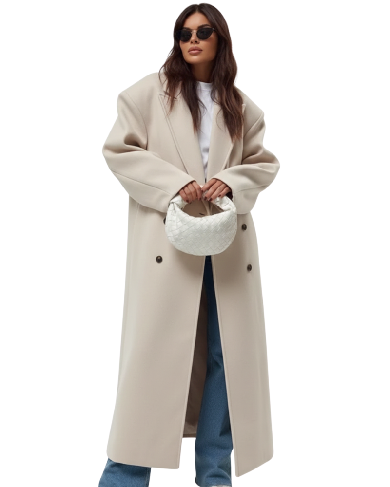 Claudia Manteau Oversize Women – Elegant Double-Breasted Jacket & Structured Shoulders