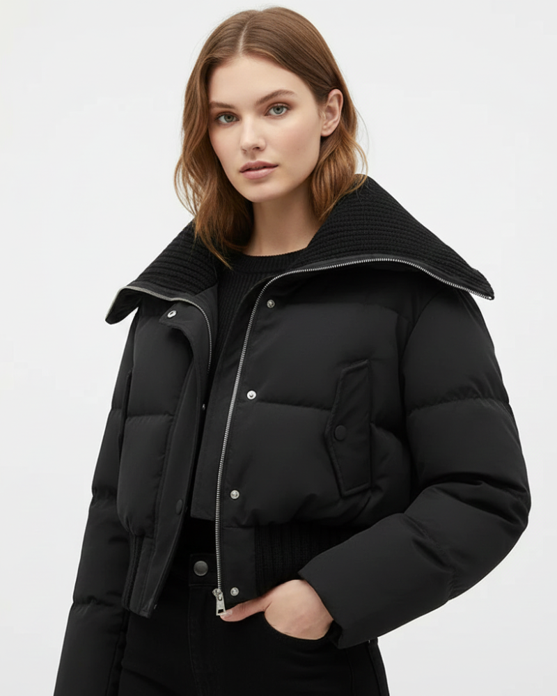 Luna Oversized Women's Puffer Jacket – Lightweight Quilted Coat with Stand-Up Collar for Autumn & Winter