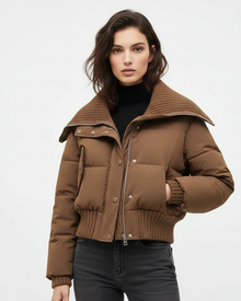 Luna Oversized Women's Puffer Jacket – Lightweight Quilted Coat with Stand-Up Collar for Autumn & Winter
