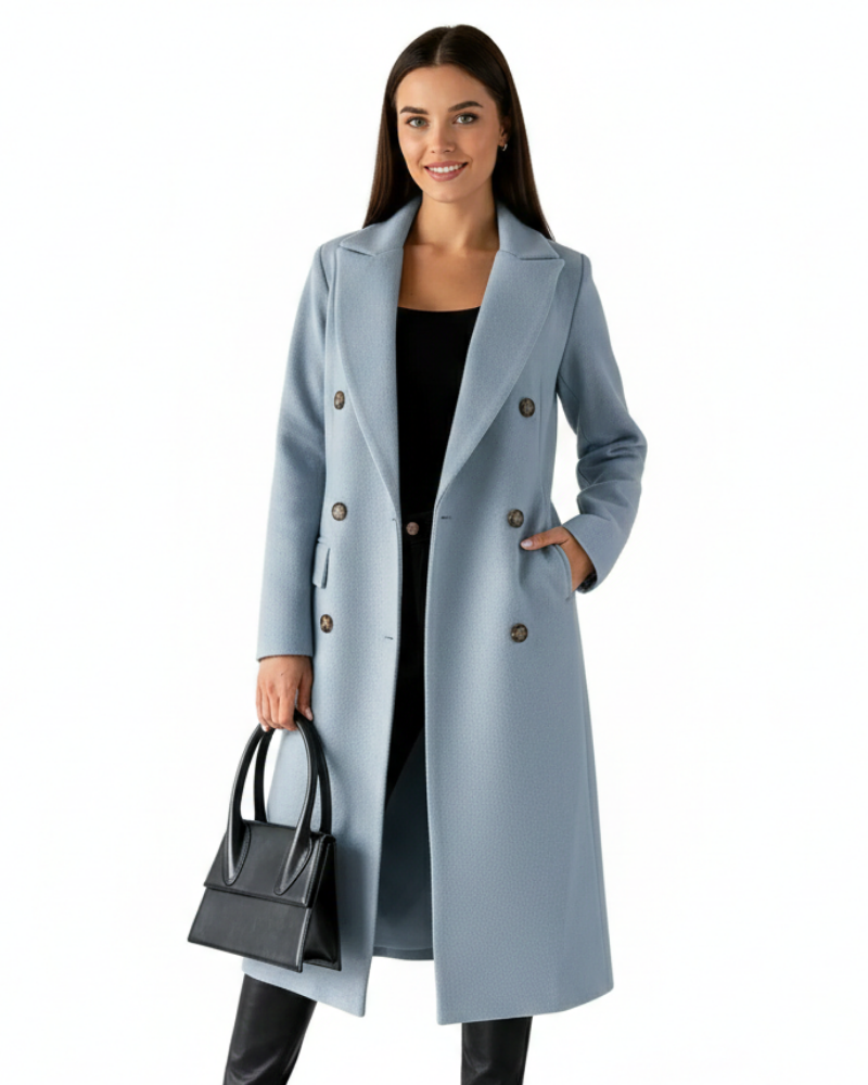 Zivory Elegant Long Women's Coat – Refined Cut with Button Closure