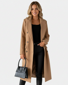Zivory Elegant Long Women's Coat – Refined Cut with Button Closure