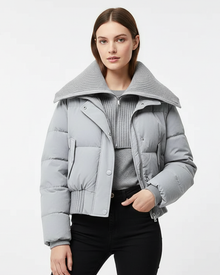 Luna Oversized Women's Puffer Jacket – Lightweight Quilted Coat with Stand-Up Collar for Autumn & Winter