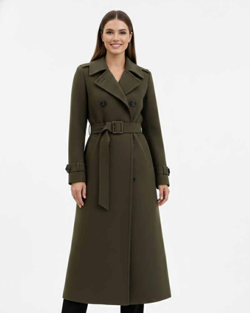 Gianilla Women's Long Fitted Coat – Elegant Coat with Belt, Modern Winter Style