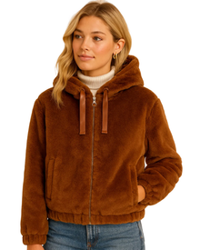 Emmaru Women's Teddy Hoodie Jacket – Warm Fleece Coat Comfortable Fit & Trendy Look