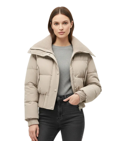 Luna Oversized Women's Puffer Jacket – Lightweight Quilted Coat with Stand-Up Collar for Autumn & Winter