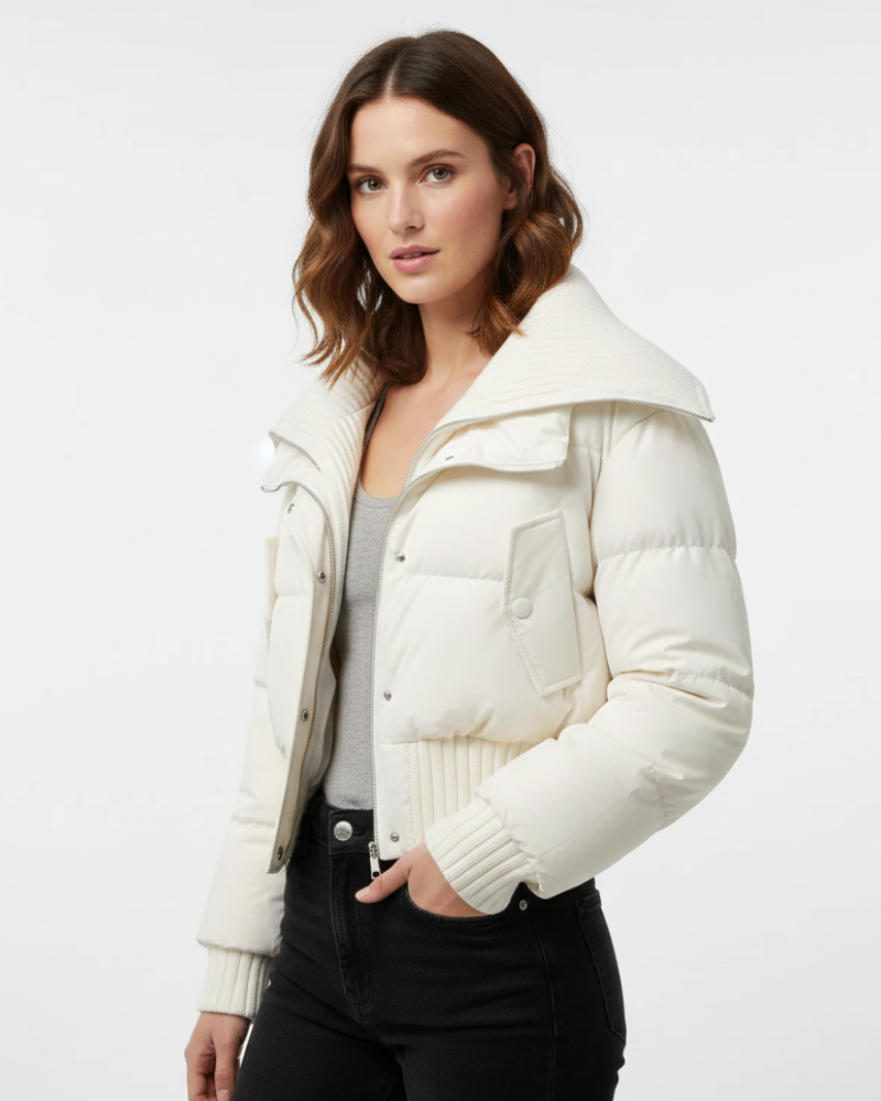 Luna Oversized Women's Puffer Jacket – Lightweight Quilted Coat with Stand-Up Collar for Autumn & Winter