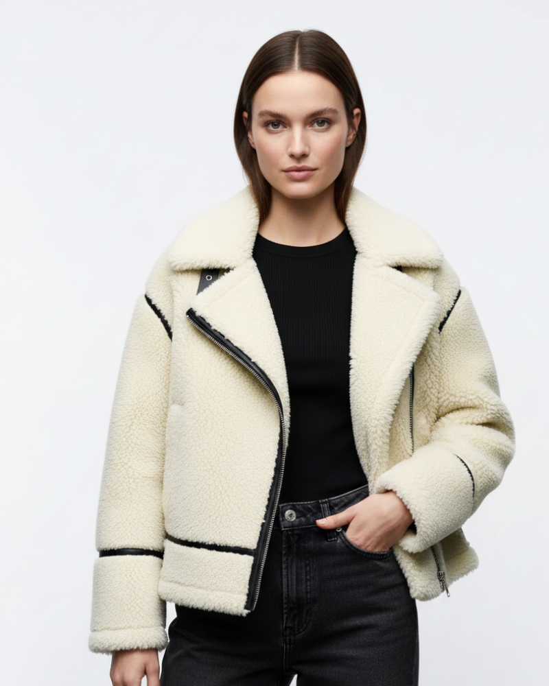 Aurora Teddy Coat for Women – Soft Beige Jacket with Casual Fit & Comfortable Style