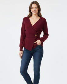 Brinley Crossed Strap Woman – Ribbed Knit, Structured V-Neck & Graceful Shape