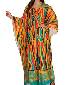 Janet Plus Size Women's Kaftan – Flowing Maxi Beach Dress, V-Neck & Bohemian Batwing Sleeves