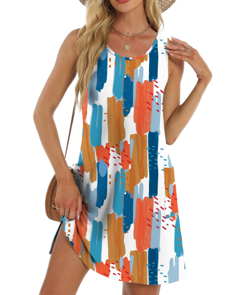 Joanna Women's Summer Dress – Sleeveless Eyelet Dress with Pockets, Flowing Fit & Casual Style