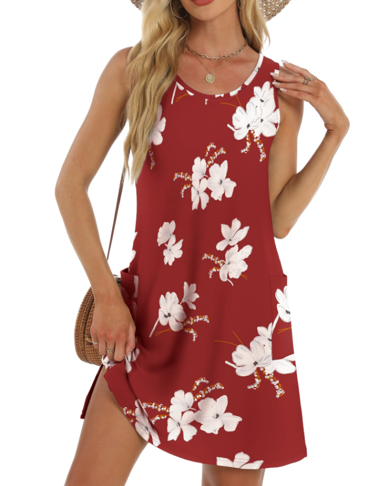 Joanna Women's Summer Dress – Sleeveless Eyelet Dress with Pockets, Flowing Fit & Casual Style