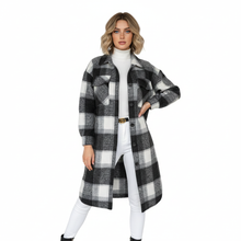 Jody Women's Plaid Coat – Long Oversized Jacket in Mixed Wool Shacket Style