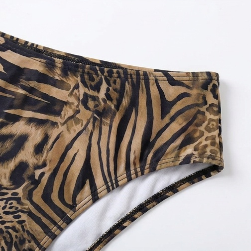 Lunavia – Lined Leopard Plunge Bikini Set