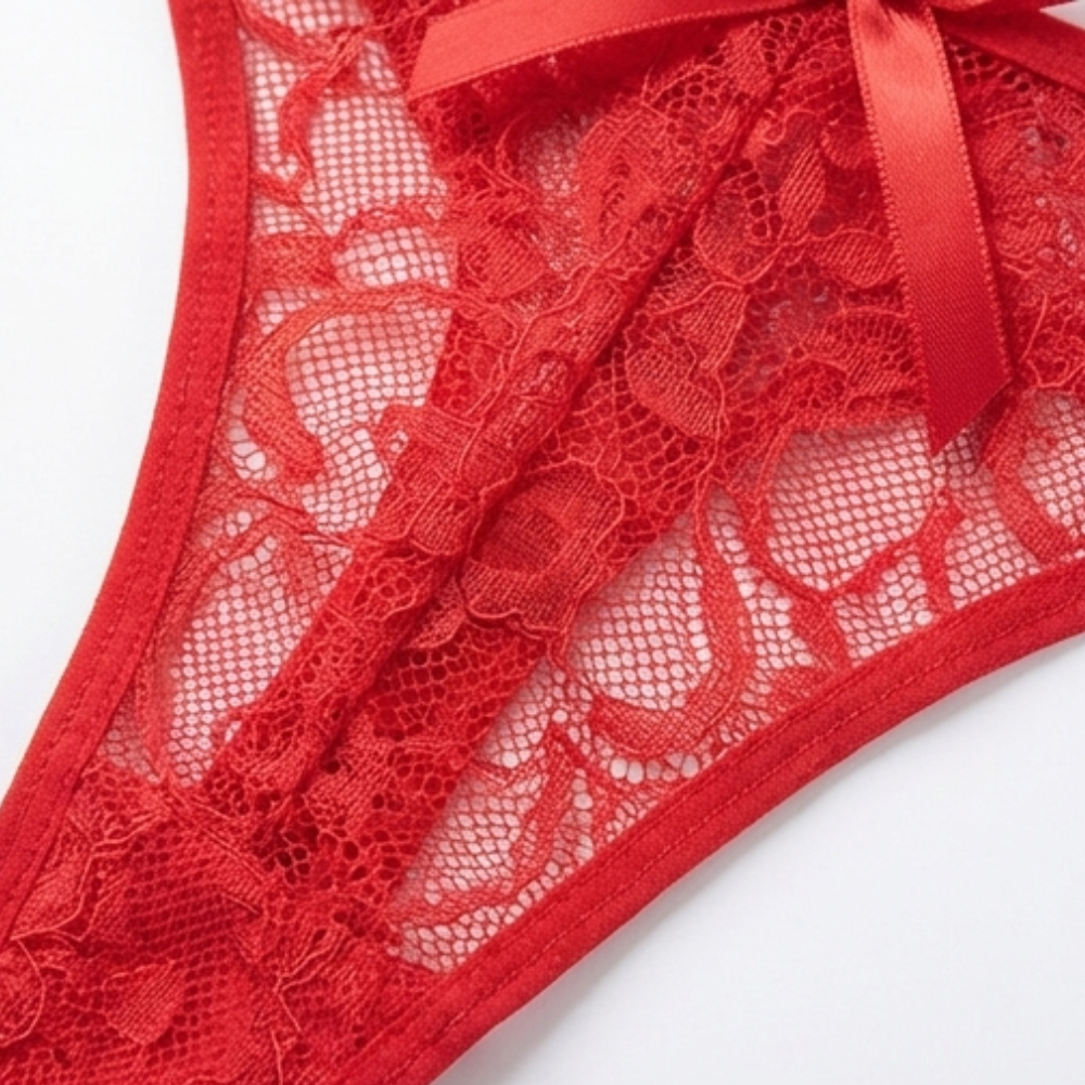 Velara – Women's Floral Lace Open-Crotch Thong