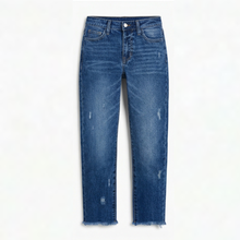 Vivara – Women's Retro Fringed Cropped Straight Leg Jeans