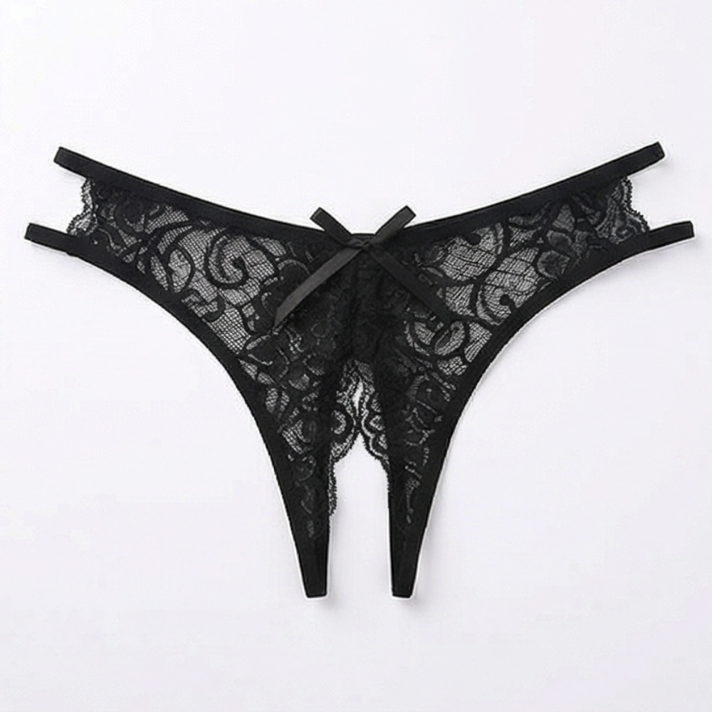 Velara – Women's Floral Lace Open-Crotch Thong