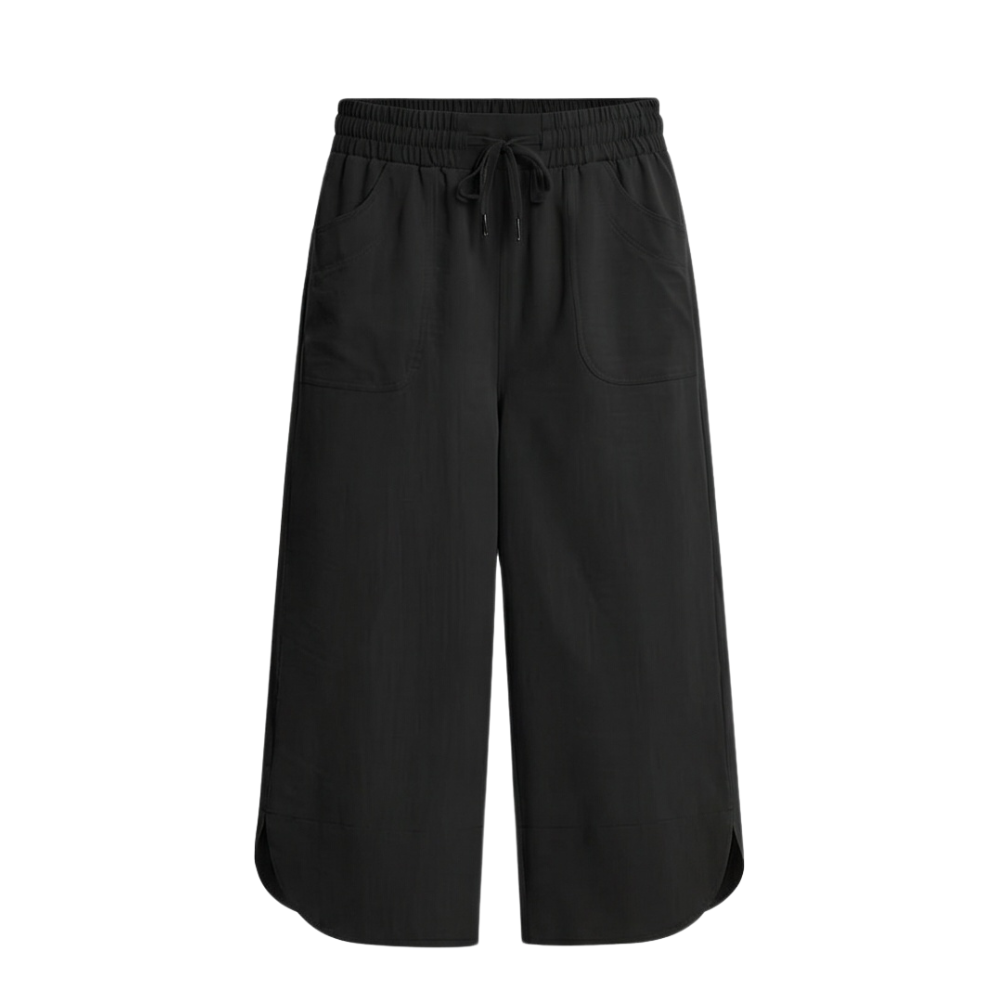 Lounella – Soft Cropped Wide-Leg Pants with Pockets