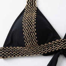 Solaia – Women's Gold Trim Halter Bikini Set