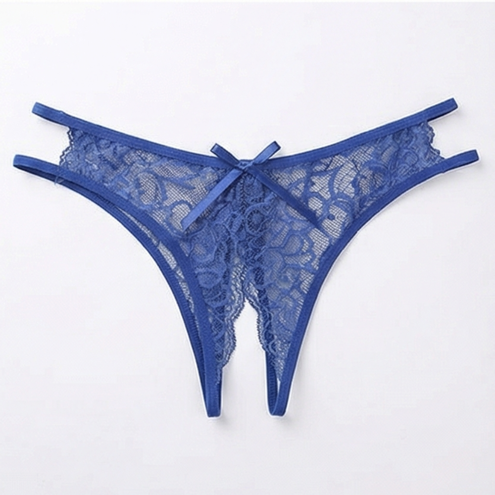 Velara – Women's Floral Lace Open-Crotch Thong