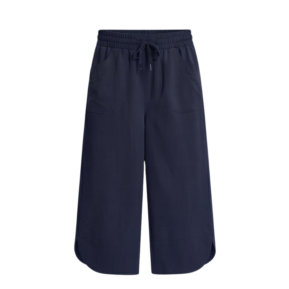 Lounella – Soft Cropped Wide-Leg Pants with Pockets