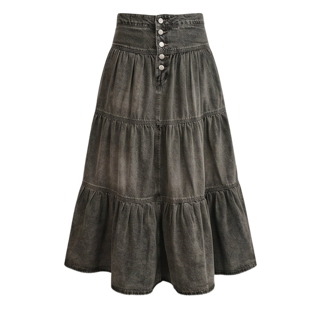 Soléra – Soft Button-Front Maxi Skirt