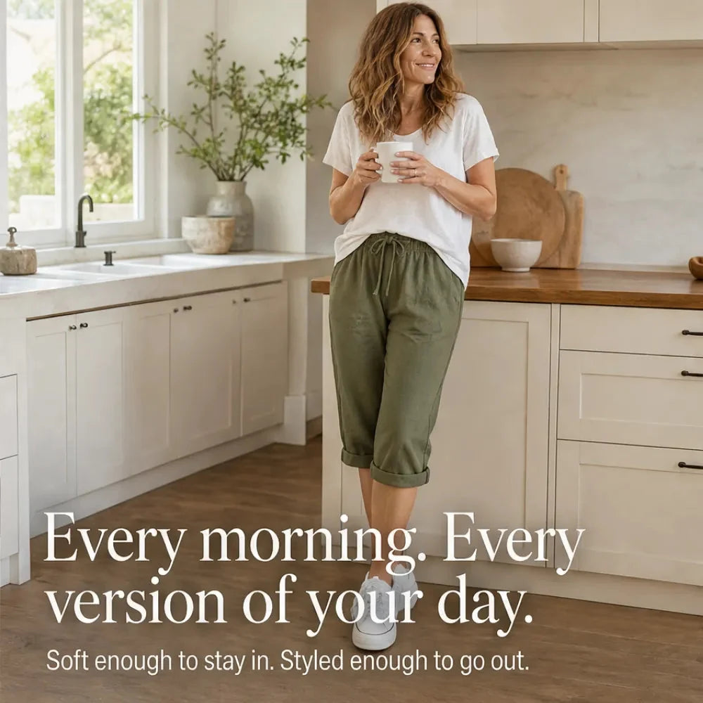 Sundara – Pull-on linen-look capri pants for women