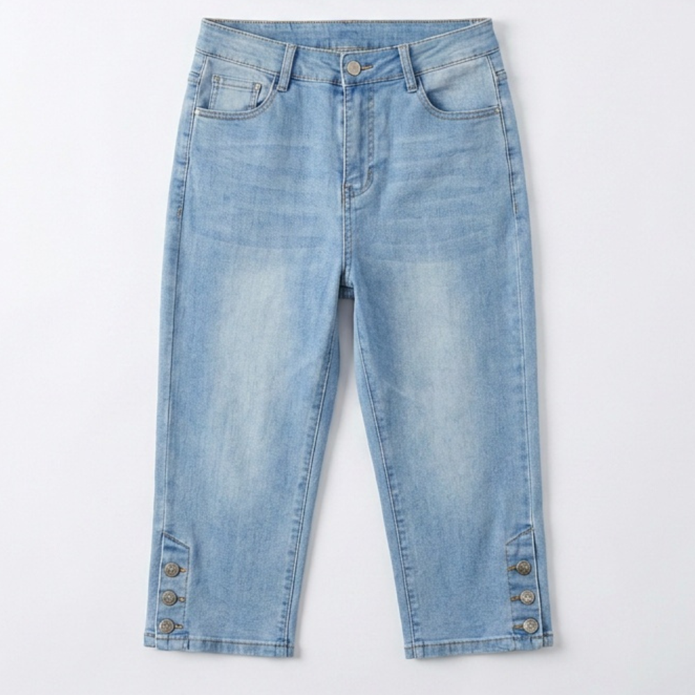 Velora — Slimming High-Waist Capri Jeans