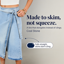 Trueline Denim – Adjustable Tie-Waist Wrap Midi Skirt