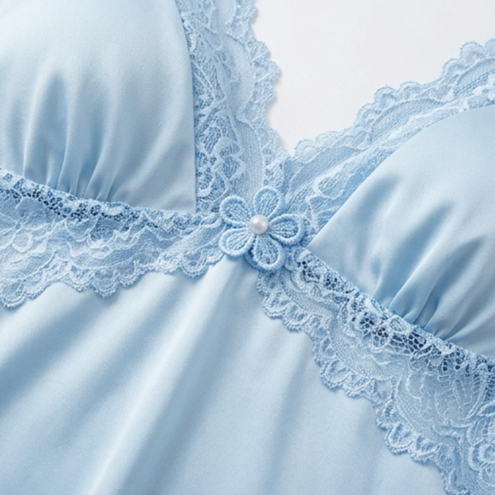 Lunessa – Lace-Trim Satin Pyjama Set