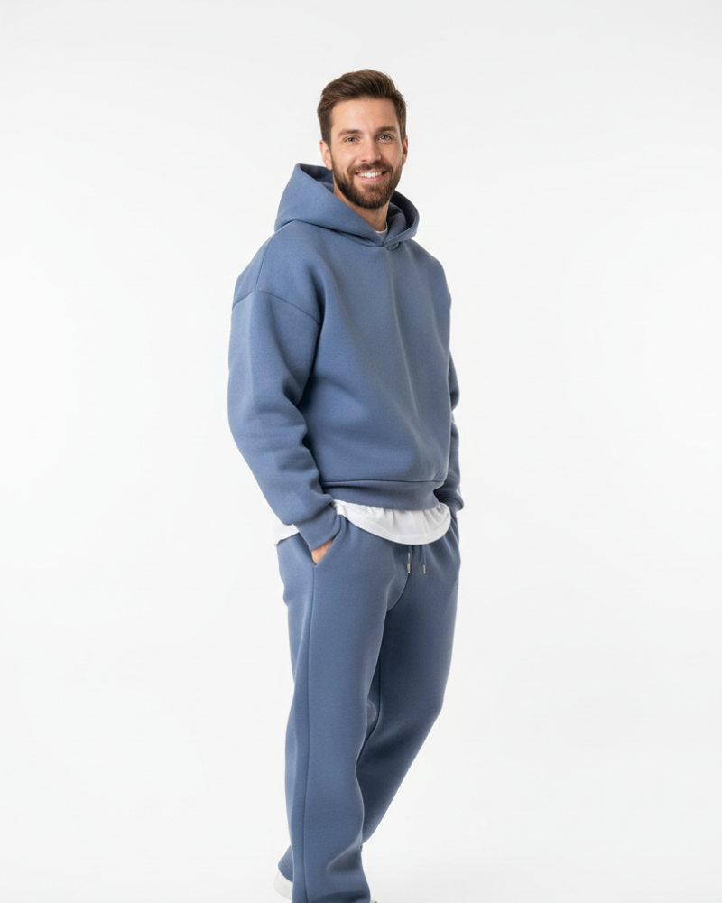 Kai Men's Jogging Set – Plain Sweatshirt & Comfortable Pants, Relaxed Fit
