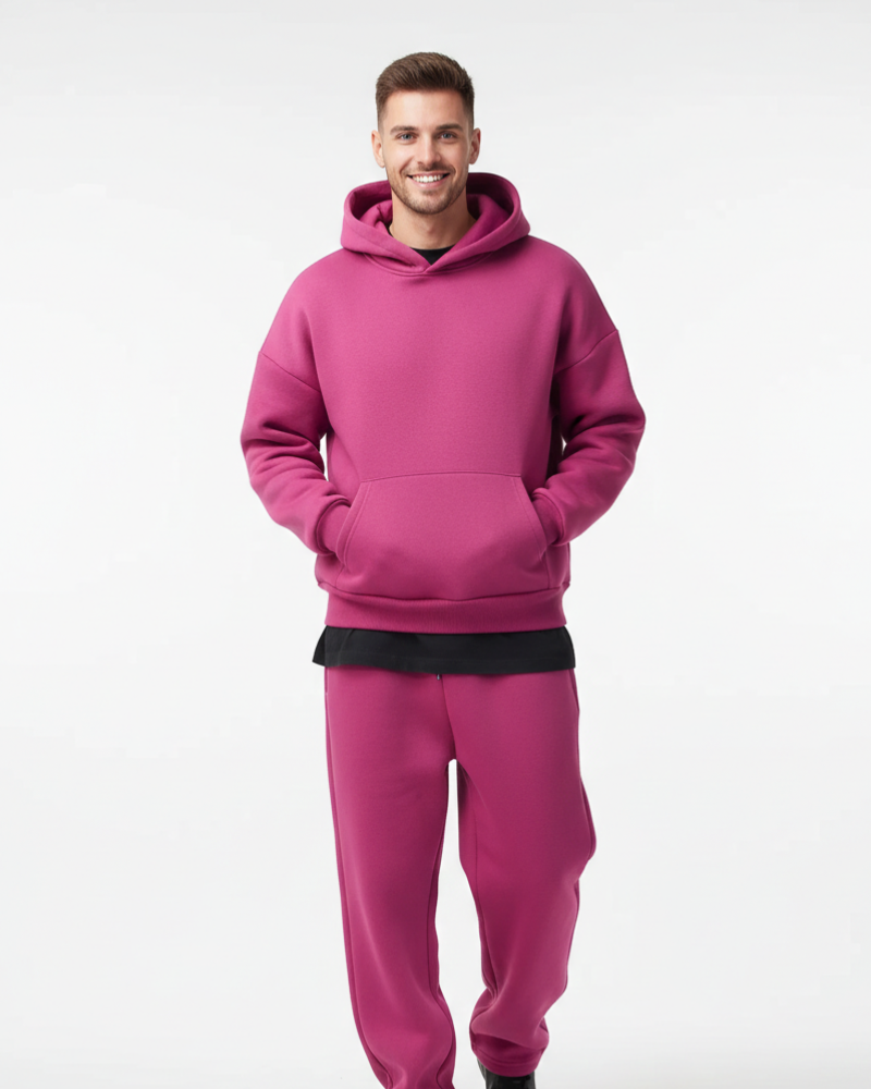 Kai Men's Jogging Set – Plain Sweatshirt & Comfortable Pants, Relaxed Fit