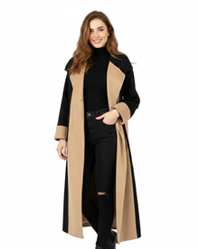 Katherine Manteau Woman Two-Tone – Straight Cut, Mid-Thigh Length & Everyday Style