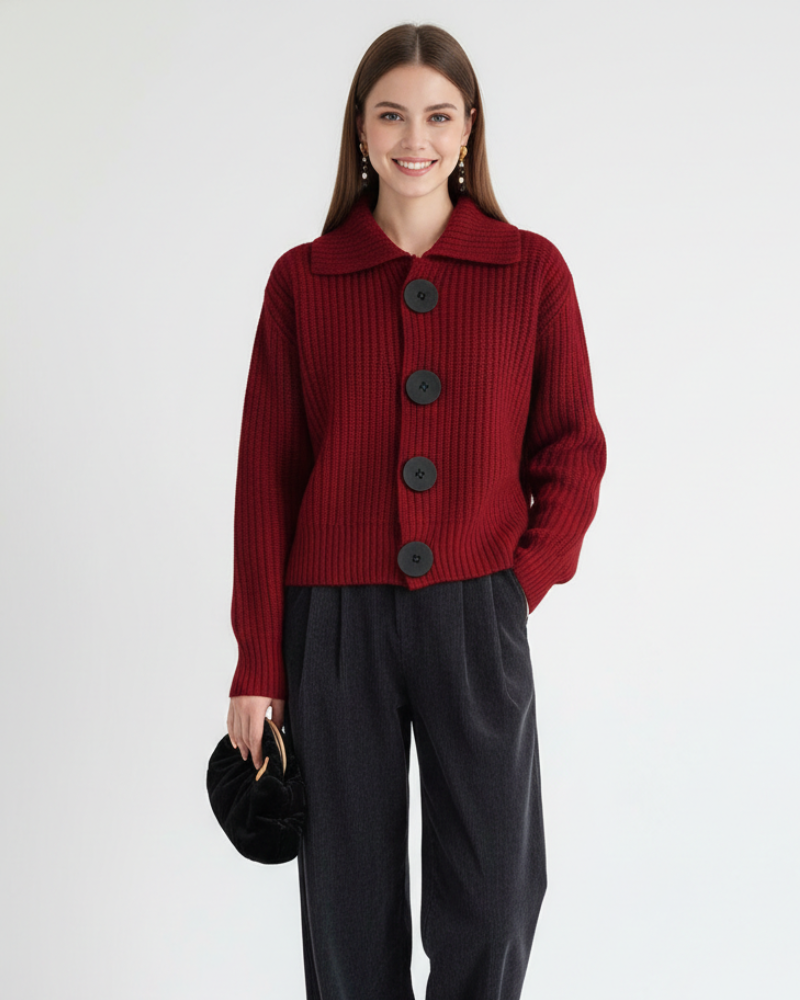Kyrie Women's Buttoned Cardigan – Textured Knit, Long Sleeves & Versatile Style
