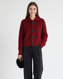 Kyrie Women's Buttoned Cardigan – Textured Knit, Long Sleeves & Versatile Style