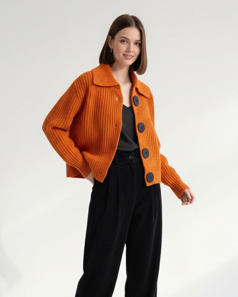 Kyrie Women's Buttoned Cardigan – Textured Knit, Long Sleeves & Versatile Style