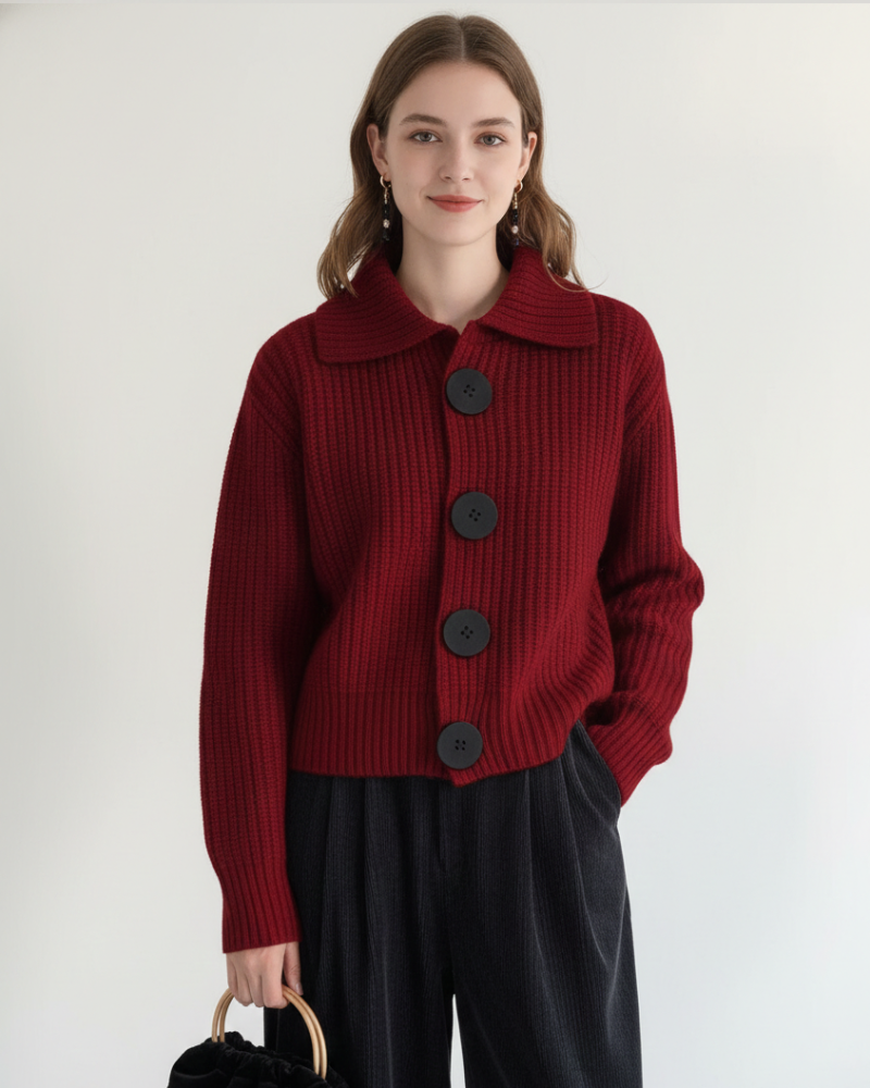 Kyrie Women's Buttoned Cardigan – Textured Knit, Long Sleeves & Versatile Style