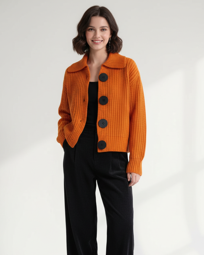 Kyrie Women's Buttoned Cardigan – Textured Knit, Long Sleeves & Versatile Style