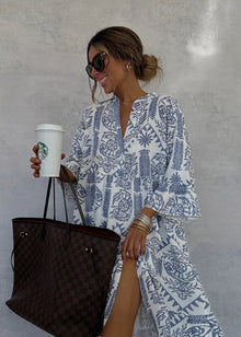 Anastasia Robe Maxi Femme – Bohemian Summer Dress with V-Neck & Airy Floral Print