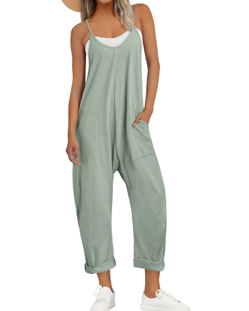Kathrine Women's Jumpsuit – Loose Summer Jumpsuit with Straps, V-Neck & Casual Chic Pockets